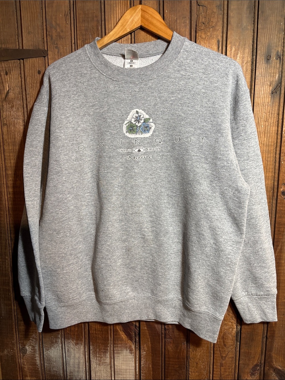 Fruit of the Loom Gray Crewneck Sweatshirt with Floral Logo
